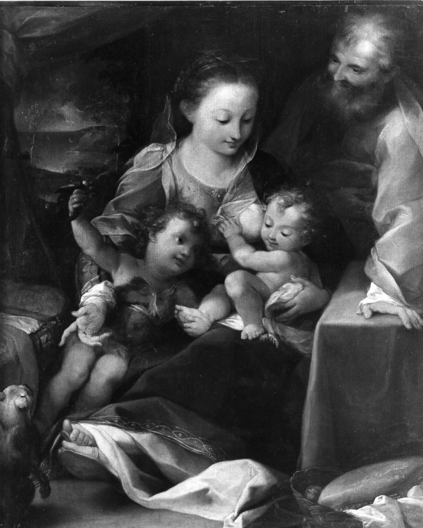 Sacra Famiglia con San Giovannino (dipinto) di Fiori Barocci detto Federico Barocci (scuola) (prima metà sec. XVII)