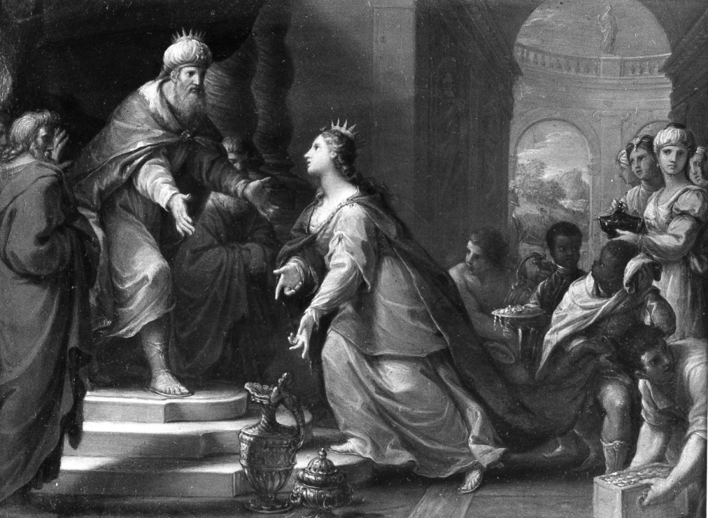 Salomone e la regina di Saba (dipinto) di Zoboli Giacomo (sec. XVIII)