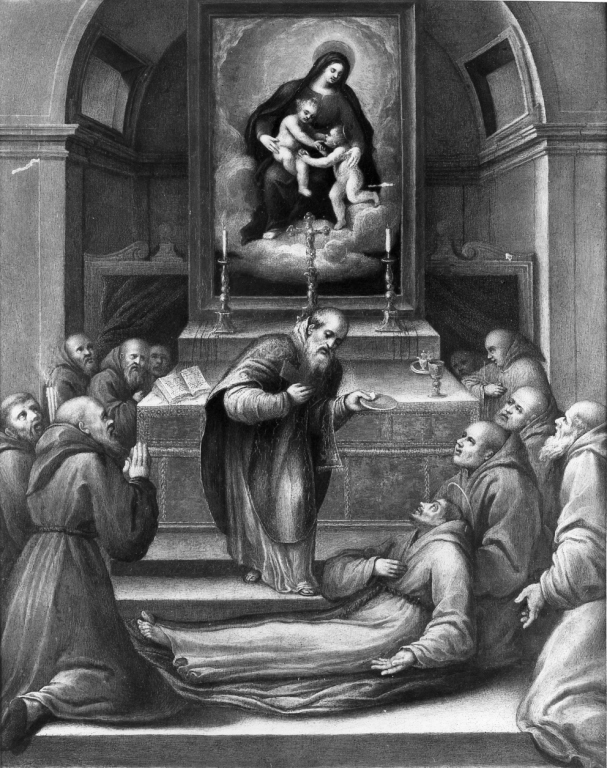 comunione di San Francesco d'Assisi (dipinto) di Carracci Annibale (scuola) (seconda metà sec. XVI)