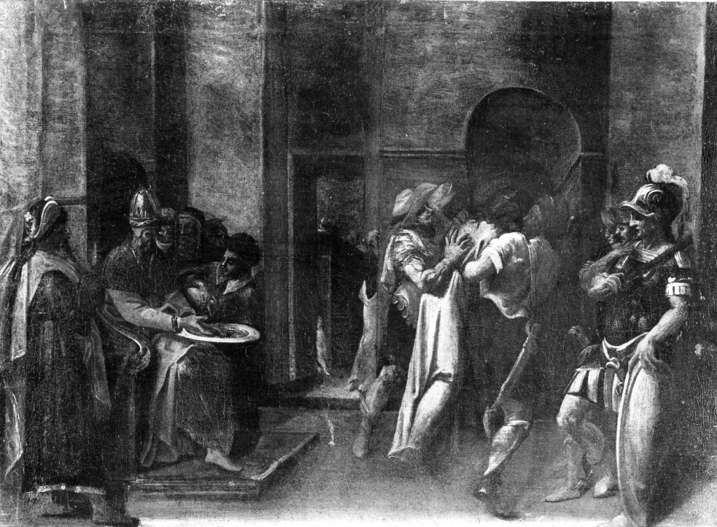 Pilato si lava le mani (dipinto) di Vassillacchi Antonio detto Aliense (primo quarto sec. XVII)