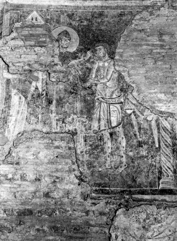 San Benedetto guarisce il lebbroso (dipinto) - ambito romano (sec. X)