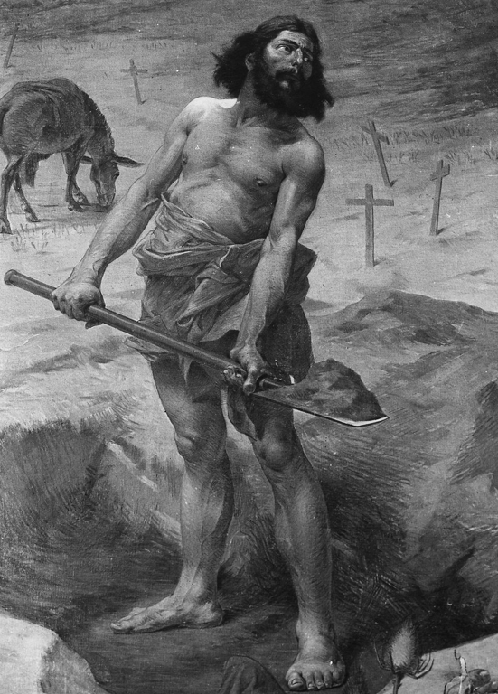 Opera di misericordia: seppellire i morti (dipinto) di Lehoux Pierre Adrien Pascal (sec. XIX)