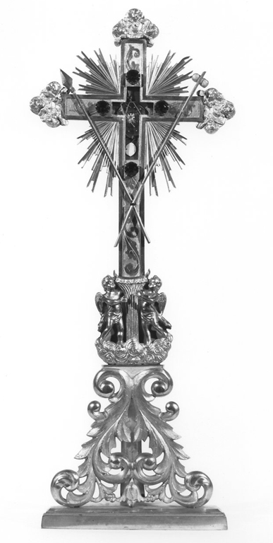 reliquiario - a croce - ambito romano (sec. XIX)