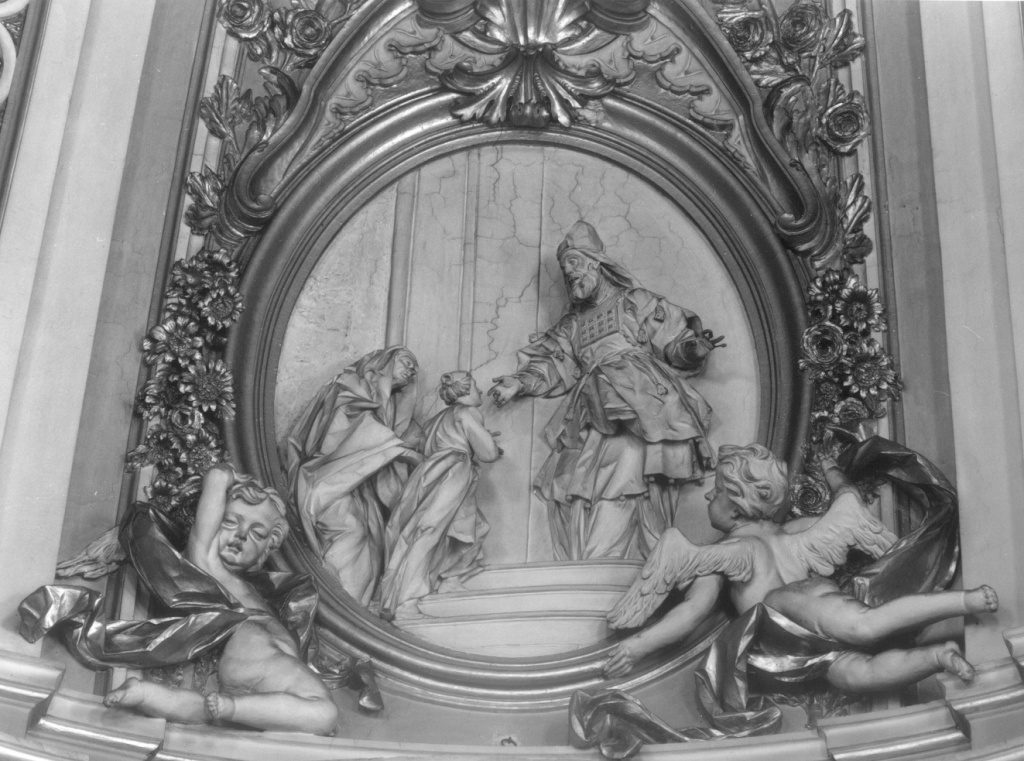 presentazione di Maria Vergine al Tempio (rilievo) di Queirolo Francesco (sec. XVIII)