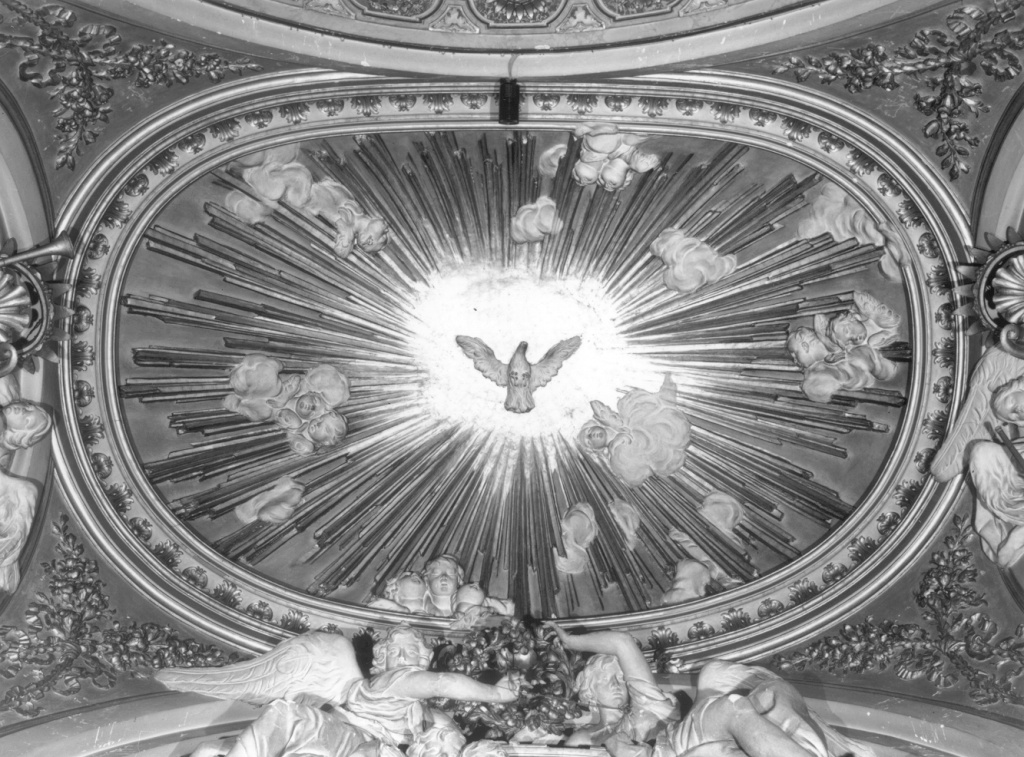 colomba delo Spirito Santo tra cherubini (decorazione plastica, complesso decorativo) di Bergondi Andrea (attribuito) (secondo quarto sec. XVIII)