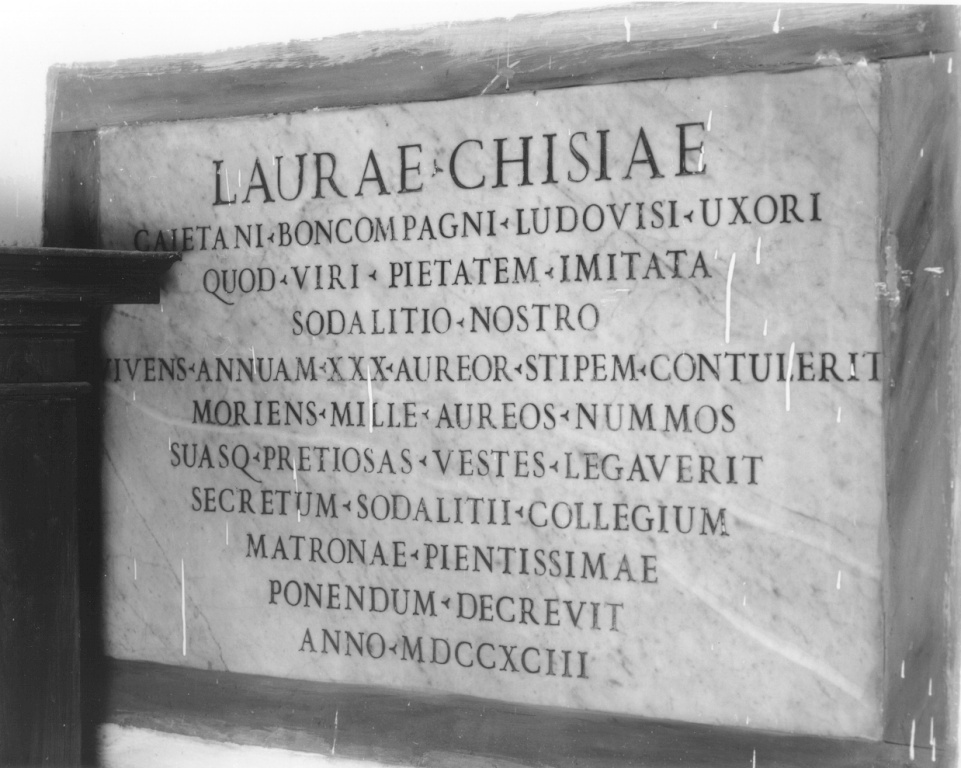 lapide documentaria - ambito romano (sec. XVIII)