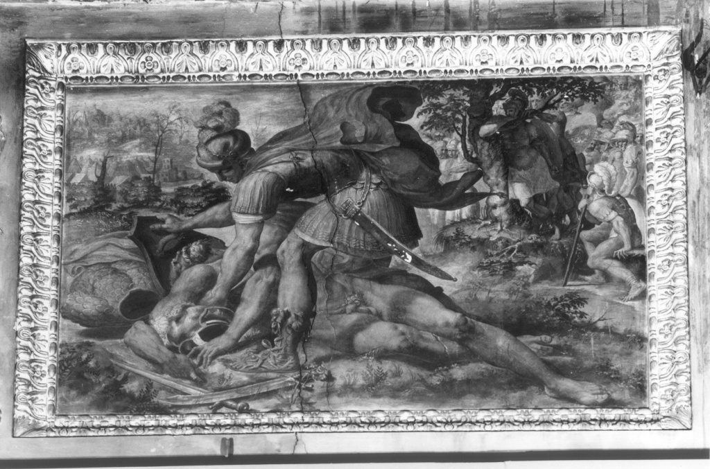 Battaglia contro i Celti: Quinto Fabio Massimo spoglia un comandante nemico caduto (dipinto) di Ricciarelli Daniele detto Daniele da Volterra (sec. XVI)