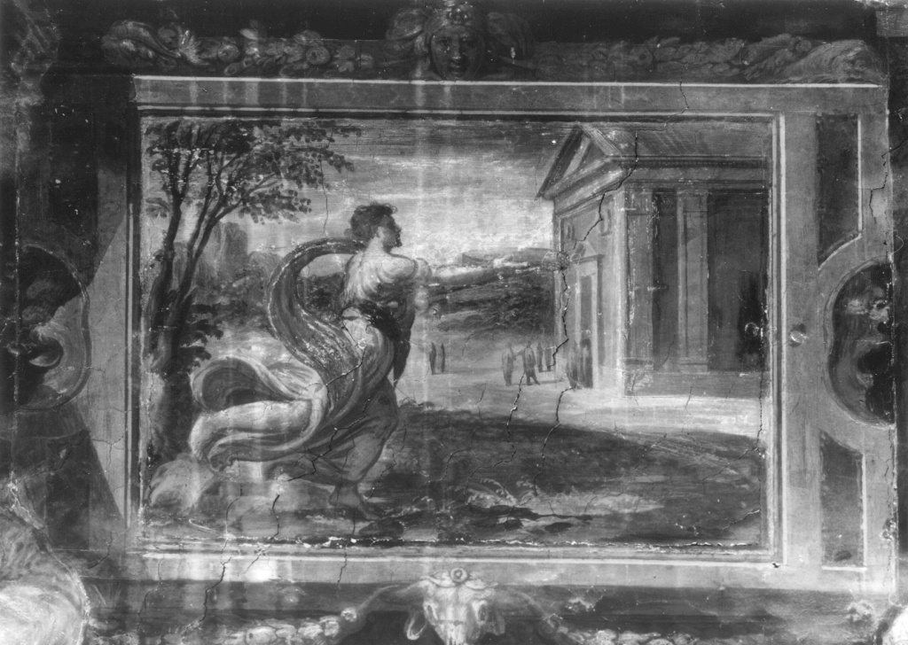La vestale Claudia trasporta la pietra di Cibele nel tempio (dipinto) di Bonaccorsi Pietro detto Perin del Vaga (e aiuti) (sec. XVI)