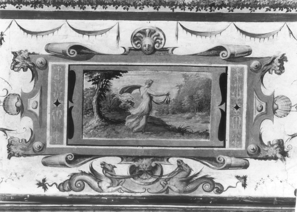figura allegorica femminile (dipinto) di Luzio Romano (secondo quarto, secondo quarto sec. XVI, sec. XVI)