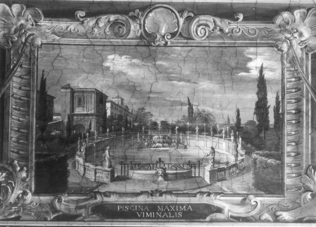 Veduta della fontana della Villa Massimo al Viminale (dipinto) di Angelini Annibale (sec. XIX, sec. XIX)