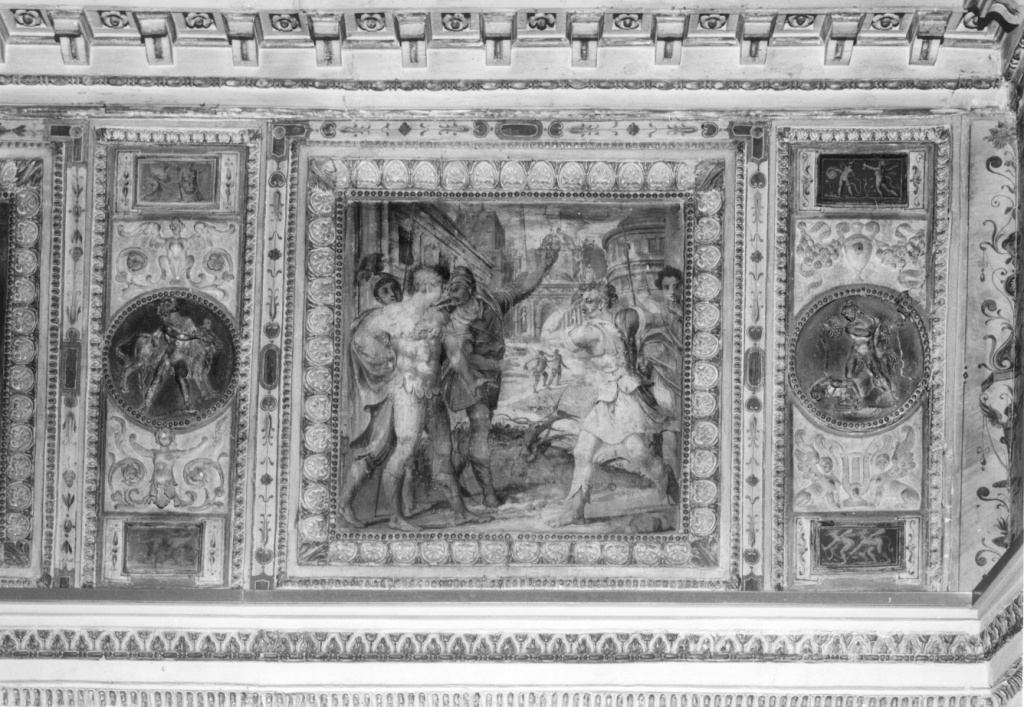 la disputa sugli auguri (dipinto, ciclo) di Ponsio Jacquio (sec. XVI)