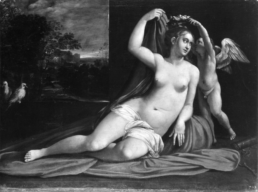 Venere incoronata da Amore (dipinto) di Cesari Giuseppe detto Cavalier d'Arpino (sec. XVII)