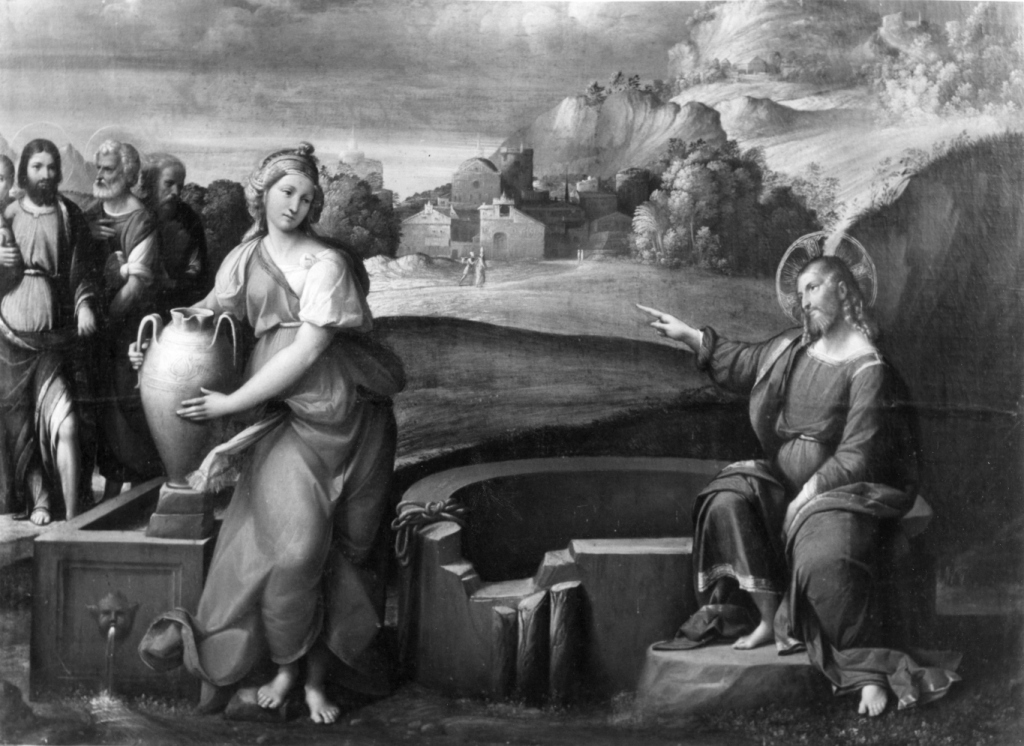 Cristo e la Samaritana (dipinto) di Tisi Benvenuto detto Garofalo (maniera) (metà sec. XVI)