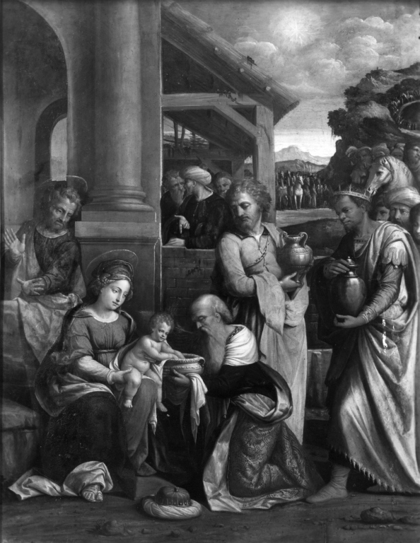 Adorazione dei Magi (dipinto) di Tisi Benvenuto detto Garofalo (maniera) (metà sec. XVI)