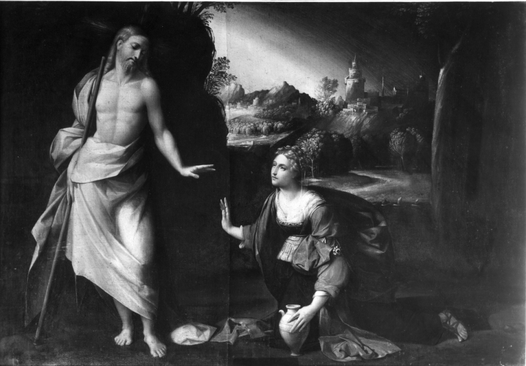 apparizione di Cristo risorto a Santa Maria Maddalena (dipinto) di Tisi Benvenuto detto Garofalo (maniera) (fine sec. XVI)
