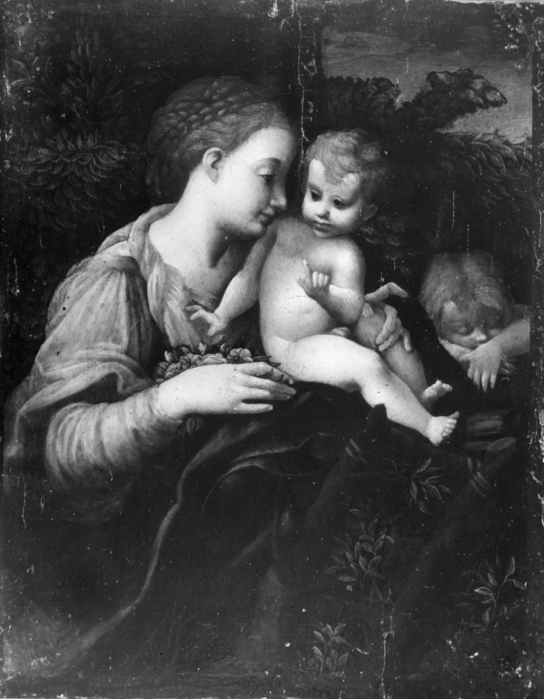Madonna con Bambino e San Giovannino (dipinto) di Schedoni Bartolomeo (inizio sec. XVII)