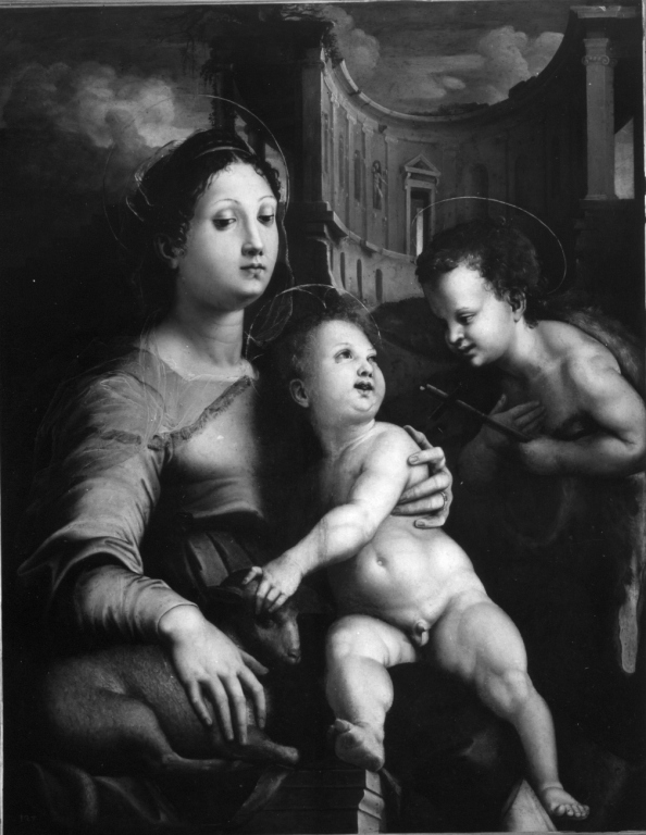 Madonna con Bambino e San Giovannino (dipinto) di Raffaellino del Colle (sec. XVI)