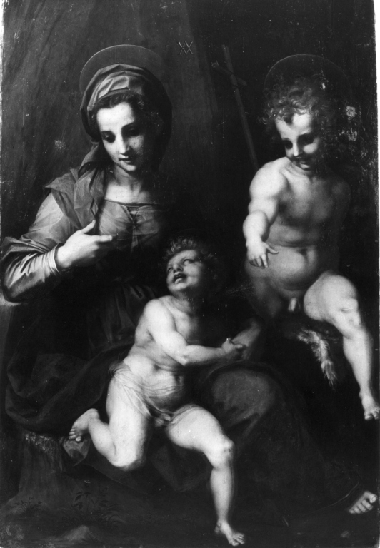 Madonna con Bambino e San Giovannino (dipinto) di Andrea d'Agnolo detto Andrea del Sarto (sec. XVI)