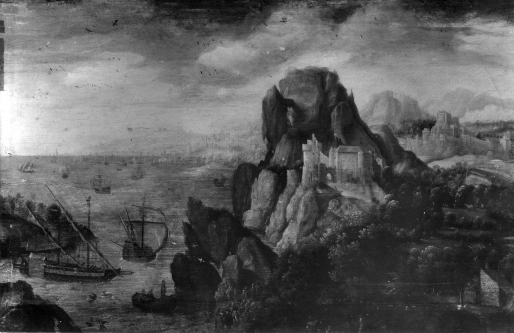 Paesaggio con la vocazione di San Pietro (dipinto) di Patenier Joachim (primo quarto sec. XVI)