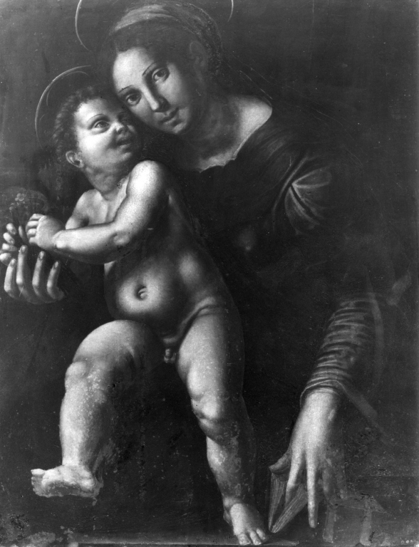 Madonna con Bambino (dipinto) di Pippi Giulio detto Giulio Romano (scuola) (metà sec. XVI)