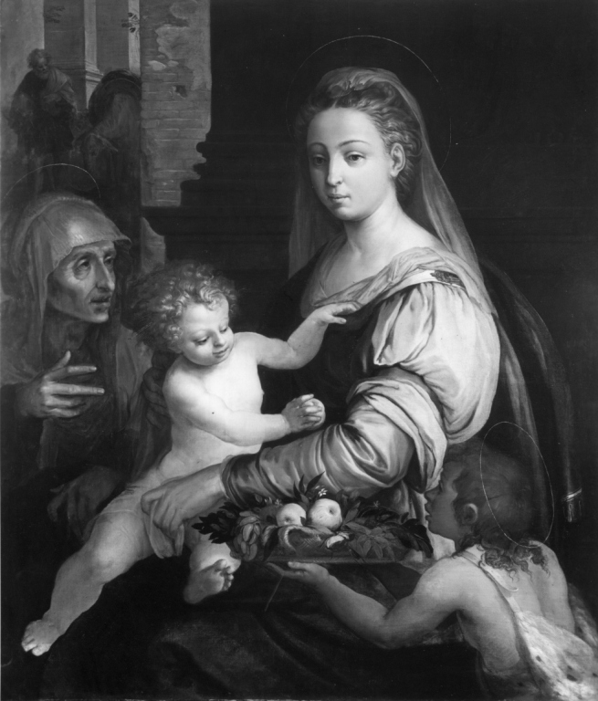Sacra Famiglia con Sant'Elisabetta e San Giovannino (dipinto) di Bonaccorsi Pietro detto Perin del Vaga (sec. XVI)