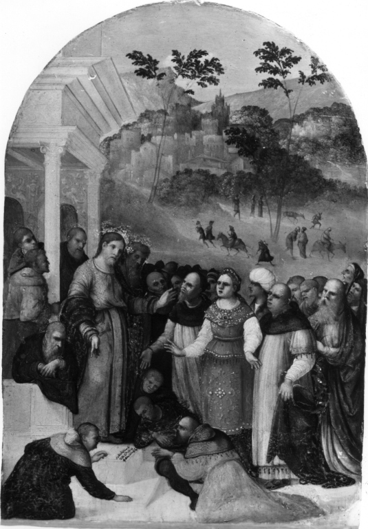Cristo e l'adultera (dipinto) di Mazzola Ludovico detto Mazzolino (sec. XVI)