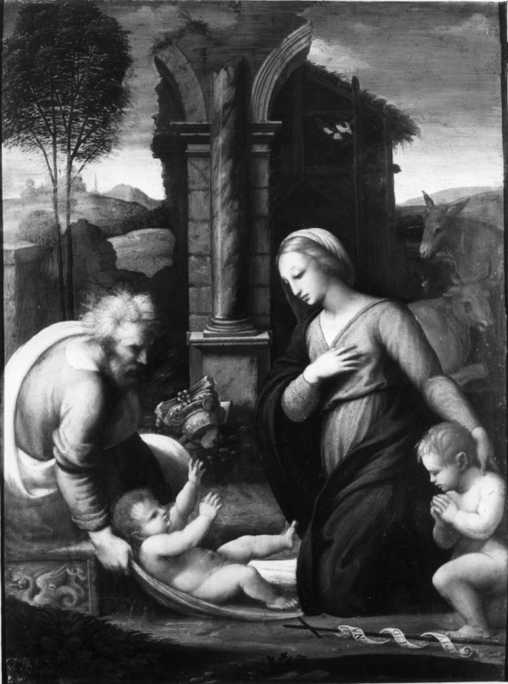 Sacra Famiglia e San Giovannino (dipinto) di Bonaccorsi Pietro detto Perin del Vaga (secondo quarto sec. XVI)