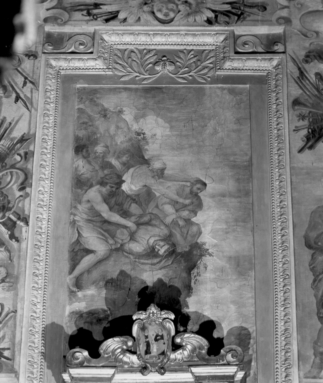 Santi Cosma e Damiano gettati in mare (dipinto) di Montagna Carlo Tullio, Lagi Simone (sec. XVII)