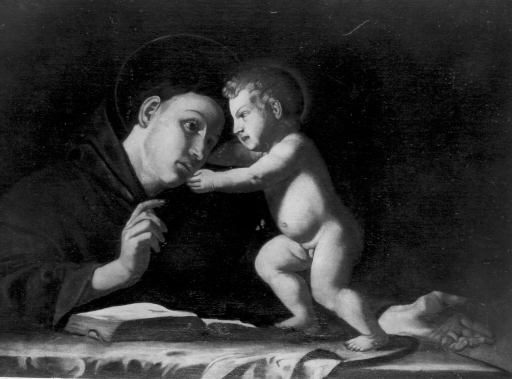 Sant'Antonio di Padova con il Bambino (dipinto) - ambito romano (sec. XVII)