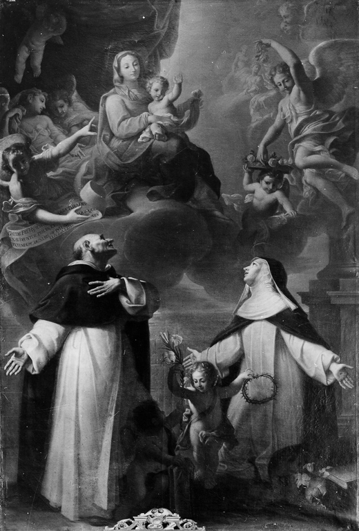 Madonna con Bambino tra San Giacinto e Santa Caterina da Siena (dipinto) - ambito romano (prima metà sec. XVIII)