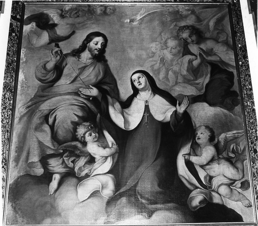 Santa Teresa d'Avila ha la visione della Trinità (dipinto, ciclo) di De La Haye Lucas detto Fra' Luca Fiammingo (sec. XVII)