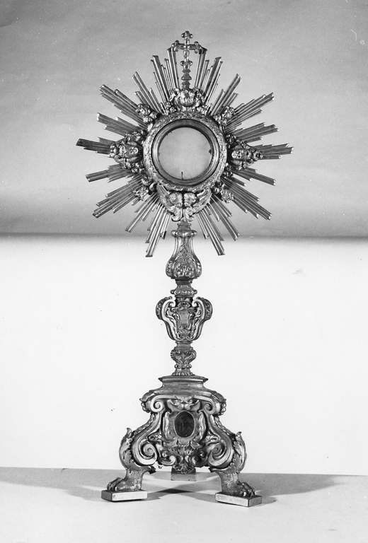 ostensorio - a raggiera - ambito romano (metà sec. XVIII)