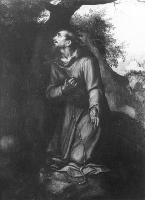 San Francesco d'Assisi riceve le stimmate (dipinto) di Muziano Girolamo detto Girolamo da Brescia (scuola) - ambito romano (seconda metà sec. XVI)