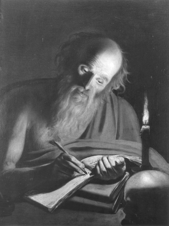 San Girolamo che scrive (dipinto) di Van Honthorst Gerrit detto Gherardo delle Notti (scuola) - ambito romano (sec. XVII)