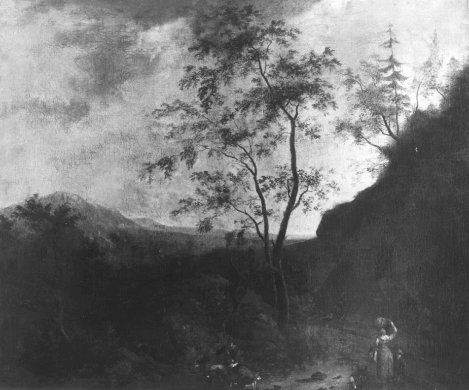 paesaggio con figure (dipinto) di De Moucheron Frederik (attribuito) (sec. XVII)