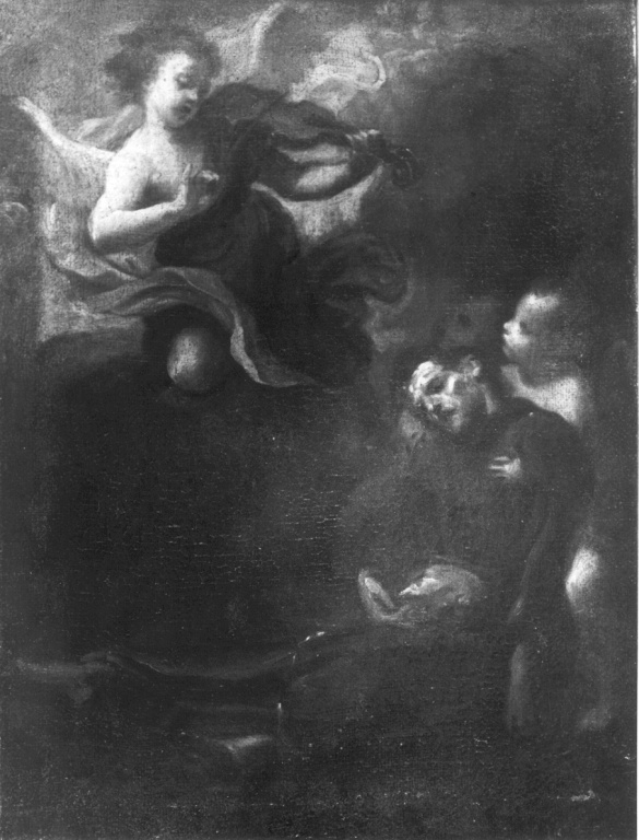 San Francesco d'Assisi morente è confortato dagli angeli (dipinto) di Benefial Marco (attribuito) (sec. XVIII)
