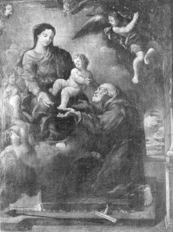 Madonna con Bambino e san Felice da Cantalice (dipinto) di Berrettini Pietro detto Pietro da Cortona (maniera) (sec. XVII, sec. XIX)