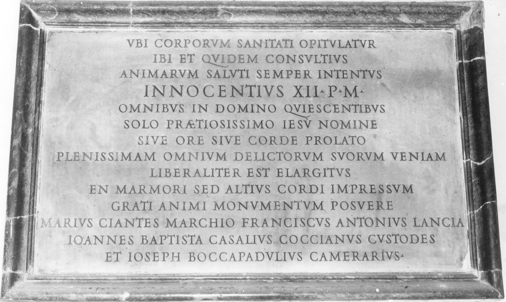 lapide celebrativa - ambito romano (secc. XVII/ XVIII)