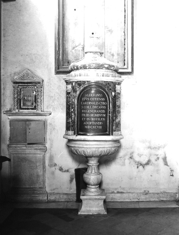 fonte battesimale - a fusto - ambito romano (sec. XVI, sec. XVII)