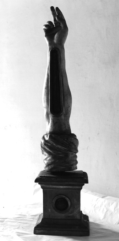 reliquiario antropomorfo - a braccio, coppia - ambito romano (sec. XVIII)
