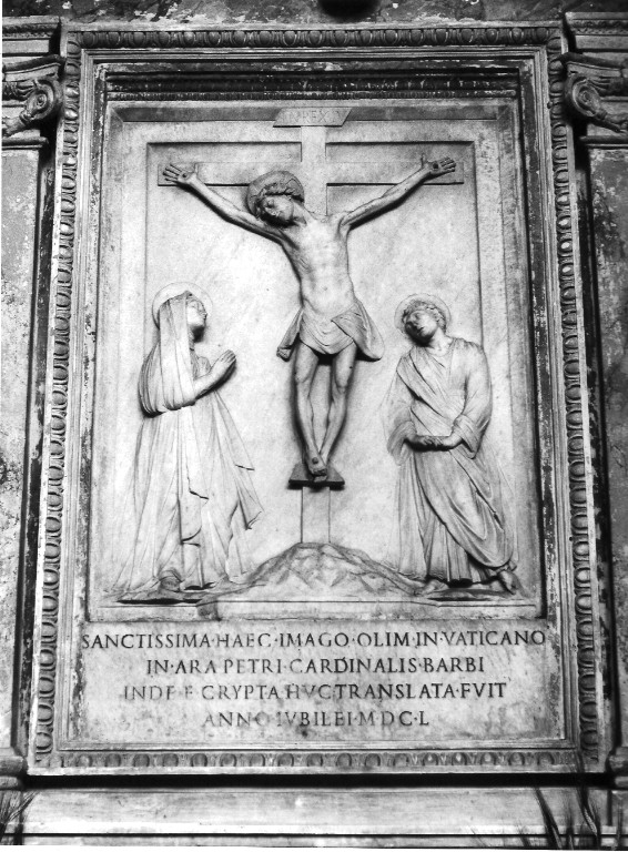 crocifissione di Cristo (rilievo) di Mino da Fiesole (maniera) (sec. XV)