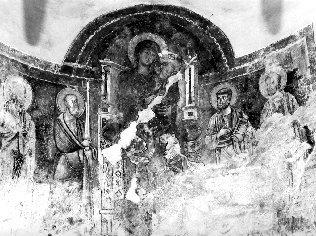 Madonna in trono con Bambino e Santi (dipinto) di Maestro di S. Saba (attribuito) (metà sec. XIII)