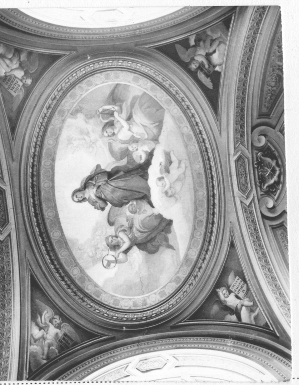 Madonna in gloria tra angeli musicanti (dipinto, complesso decorativo) di Sereni Giuseppe (sec. XIX)