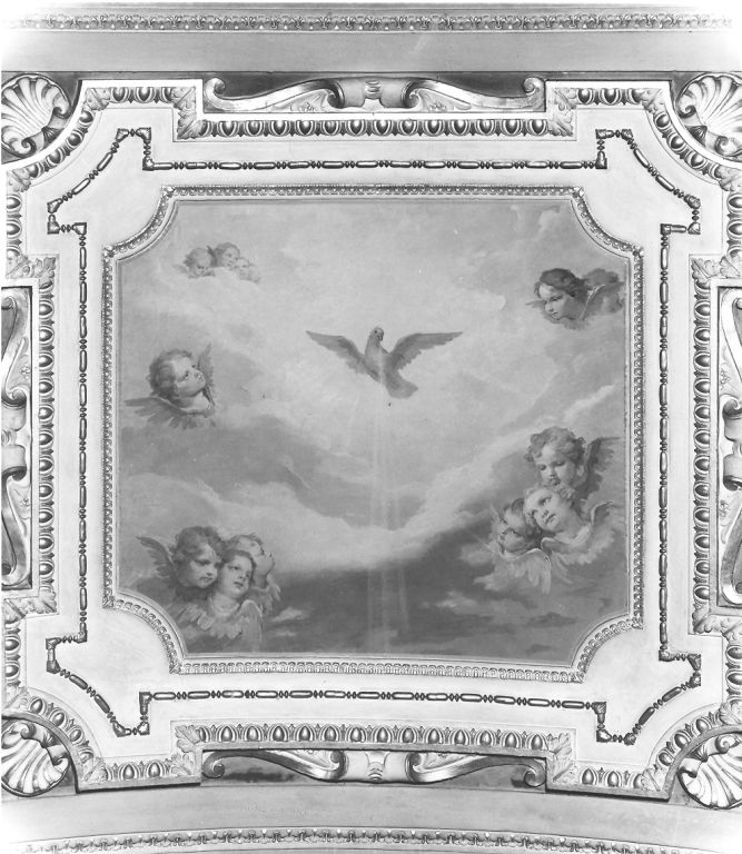 colomba dello Spirito Santo e teste di cherubini (dipinto) di D'Alessandro Domenico (terzo quarto sec. XIX)