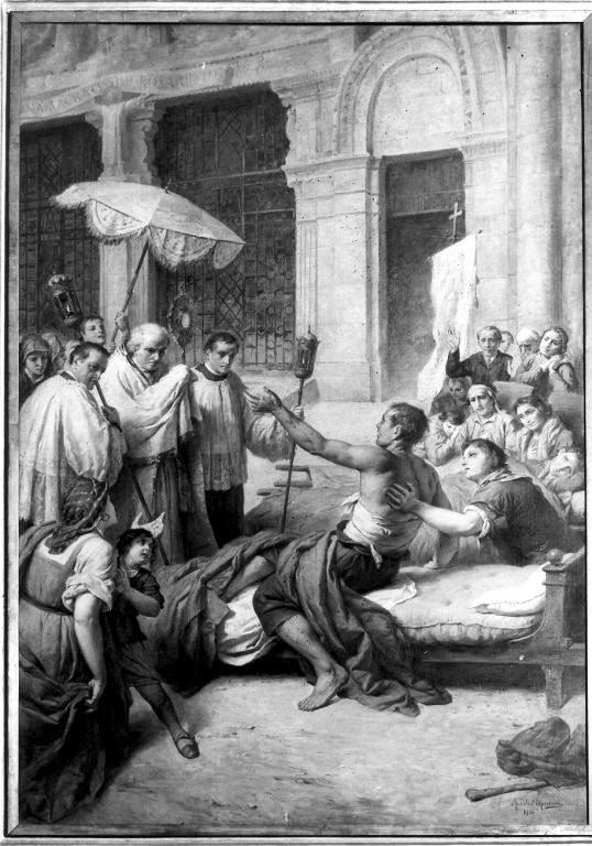 guarigione di un malato (dipinto) di Mariani Aurelio (secondo quarto sec. XX)
