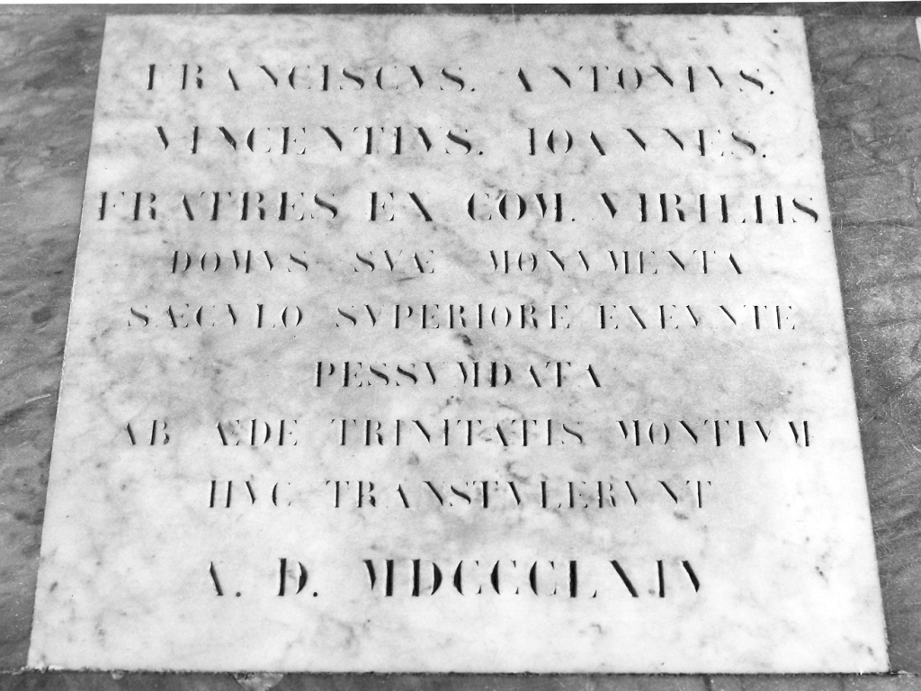 lapide commemorativa - manifattura romana (seconda metà sec. XIX)