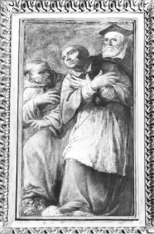San Carlo Borromeo, San Bernardino da Siena e San Filippo Neri (dipinto) di Saraceni Carlo (primo quarto sec. XVII)
