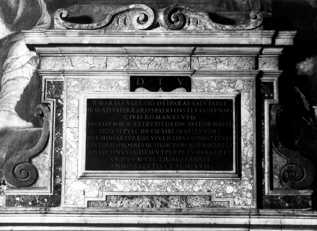 lapide celebrativa - manifattura romana (primo quarto sec. XVII)