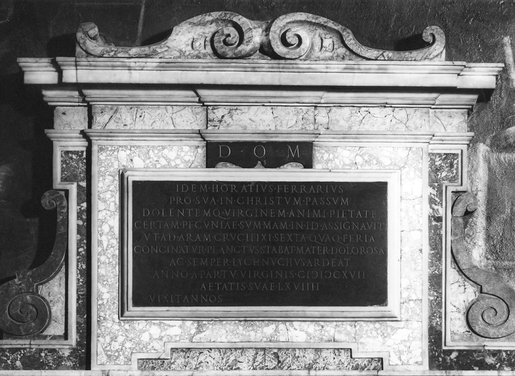 lapide celebrativa - manifattura romana (primo quarto sec. XVII)