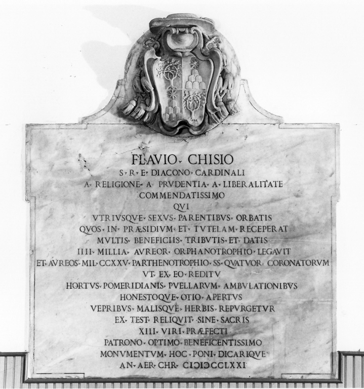 lapide commemorativa - manifattura romana (sec. XVIII)